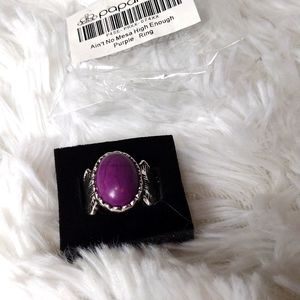NWT Ain't no Mesa High Enough purple/silver stretchy back ring